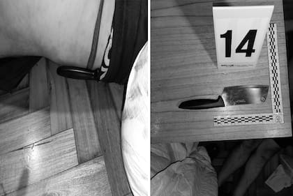 El cuchillo que la sospechosa le puso a la víctima después de asesinarla