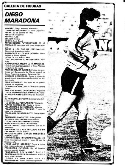 El cuestionario completo de Mundo Deportivo a Maradona en 1979