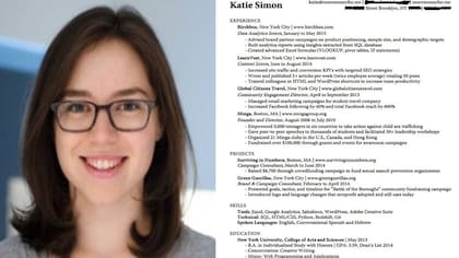 El currículum perfecto lo tiene Katie Simon y revela las claves del éxito