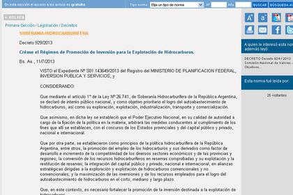 El decreto 929 se publicó hoy en el Boletín Oficial