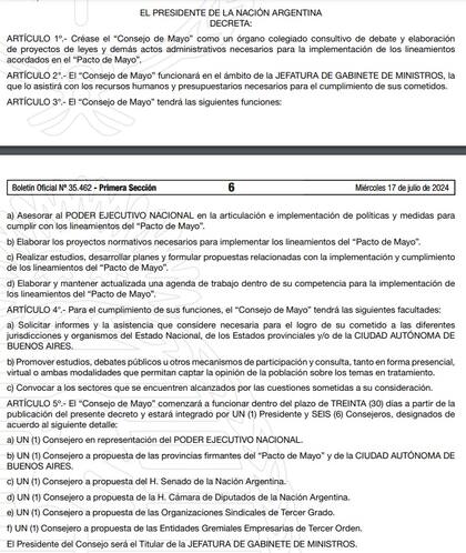 El decreto del Consejo de Mayo