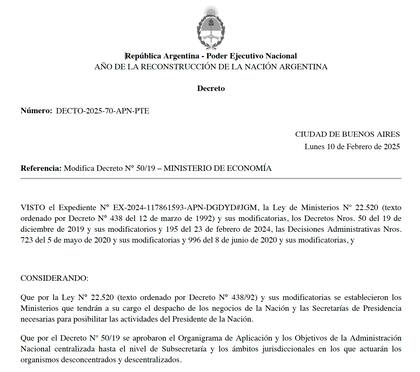 El decreto que fue publicado en el Boletín Oficial