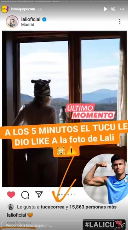 El delantero de la Selección argentina le dio like a la publicación de Lali a los pocos minutos