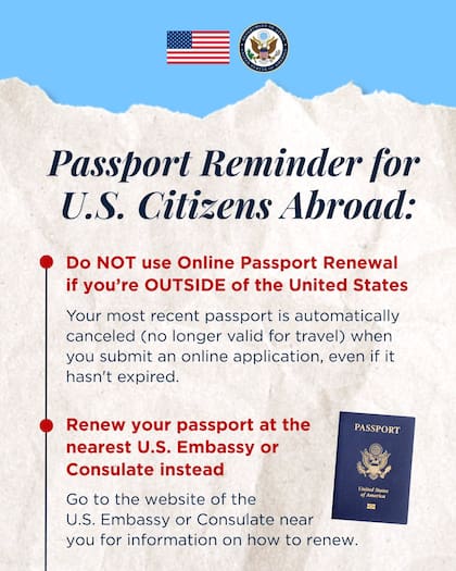 El Departamento de Estado advierte sobre las reglas para la renovación de pasaportes
