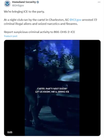 El Departamento de Seguridad Nacional (DHS) elogió el operativo de Carolina del Sur en sus redes sociales
