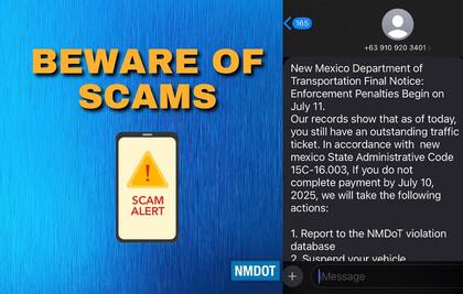 El Departamento de Transporte de Nuevo México alerta de una nueva estafa.