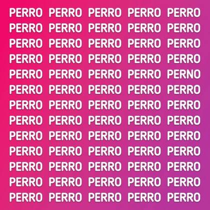 El desafío consiste en encontrar la palabra "Perno" en la imagen