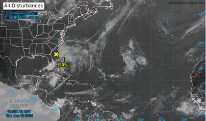 El desarrollo ciclónico con probabilidad del 20% de formación en las próximas 48 horas al este de EE.UU.