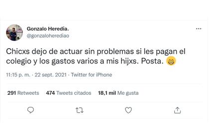 El descargo de Gonzalo Heredia tras las críticas a La 1-5/18