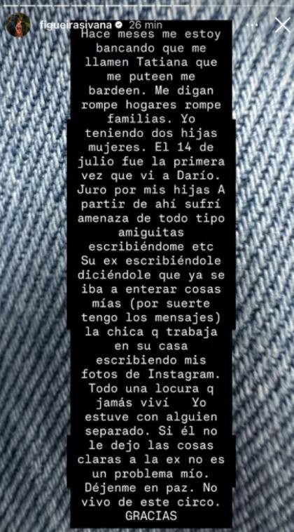 El descargo de Ivana Figueiras en Instagram (Fuente: @figueirasivana)