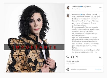 El descargo de Leo Blanco, el imitador de Michael Jackson que fue agredido en la vía pública (Foto: Instagram @leoblanco1)