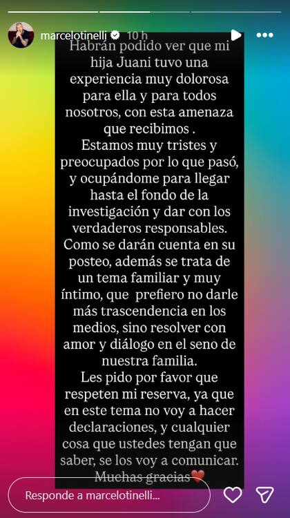 El descargo de Marcelo en sus redes sociales