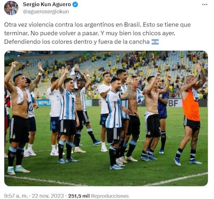 El descargo de Sergio Agüero tras los incidentes en el estadio Maracaná