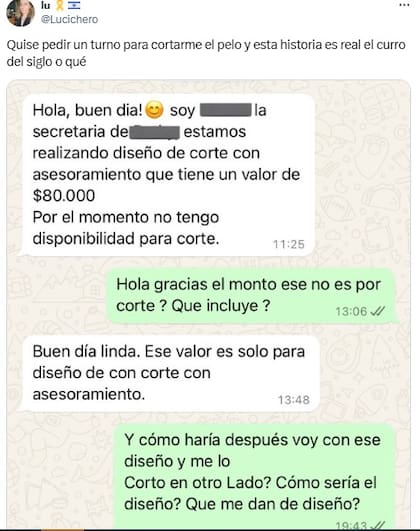 El descargo de una usuaria por la respuesta que recibió para pedir un turno en la peluquería