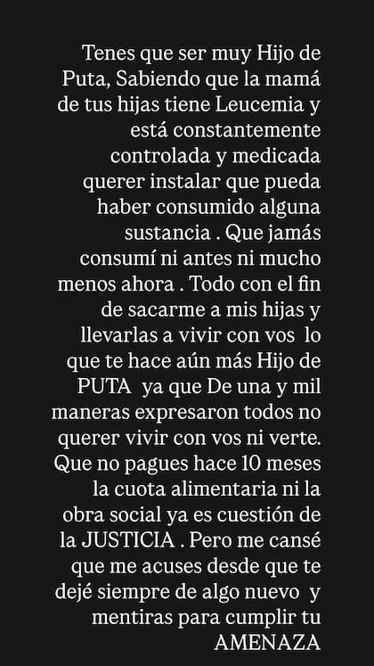 El descargo de Wanda Nara donde asegura que Mauro Icardi la acusó de consumir "sustancias"