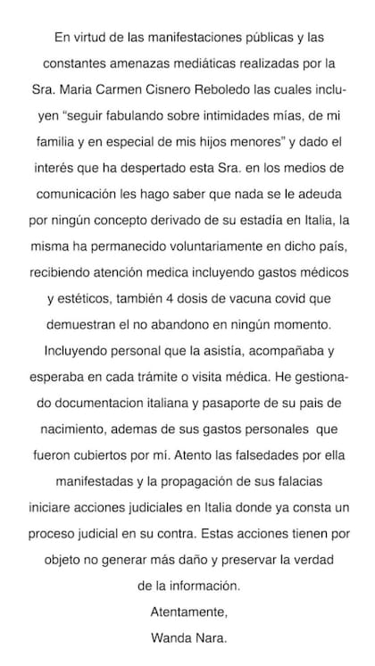 El descargo de Wanda Nara tras las denuncias de su exempleada doméstica