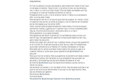 El descargo fue hecho por la periodista en su cuenta de Instagram