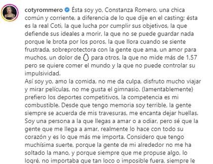 El descargo que hizo Coty Romero luego de su cambio de look