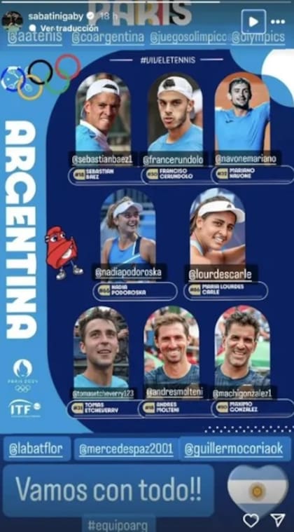 El deseo de suerte de Gabi Sabatini a los tenistas que se presentaron en los JJ.OO.