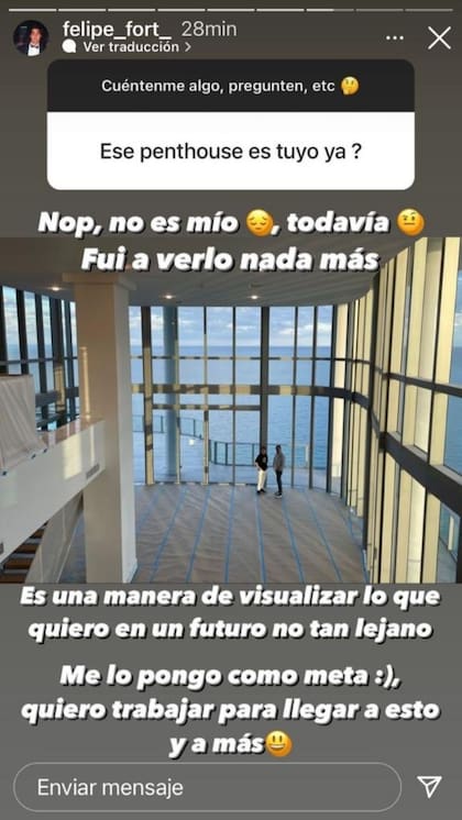 El deseo que manifestaba Felipe en enero respecto al penthouse