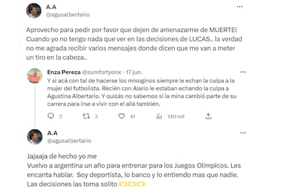 El desesperado mensaje de Agustina Albertario por los mensajes tras el no regreso de Lucas Alario a River