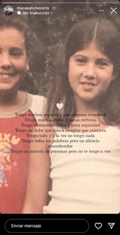 El desgarrador mensaje de Macarena, amiga de Florencia