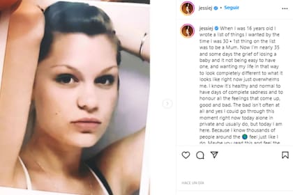 El desgarrador posteo de la cantante a nueve meses de perder a su bebé (Foto: Instagram @jessiej)