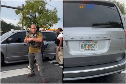 El detenido fue subido a la fuerza a una camioneta gris con placa de Florida