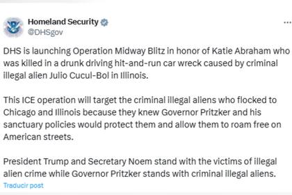 El DHS advirtió la implementación de la Operation Midway Blitz en la ciudad de Illinois