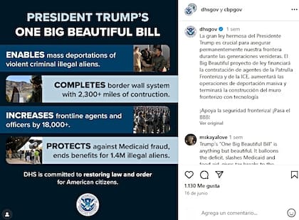 El DHS muestra en redes sociales los proyectos derivados de la aprobación de la ley de Trump