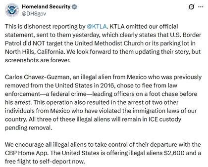 El DHS responde a acusaciones de iglesia en Los Ángeles