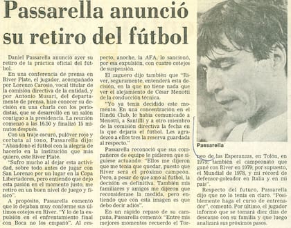 El día que Passarella dejó el fútbol