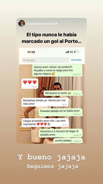 El diálogo por WhatsApp entre Di María y su esposa, Jorgelina Cardoso