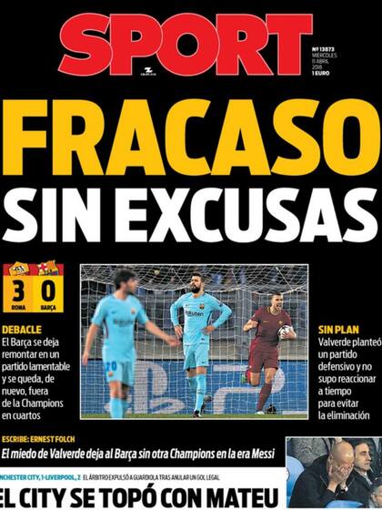 El diario catalán Sport, sin vueltas: "Fracaso"
