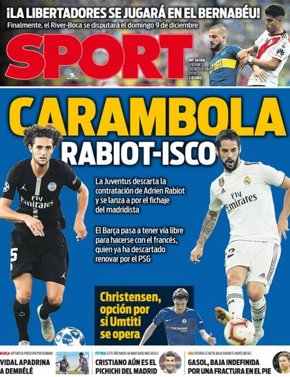 El diario catalán Sport también destacó el superclásico en su tapa