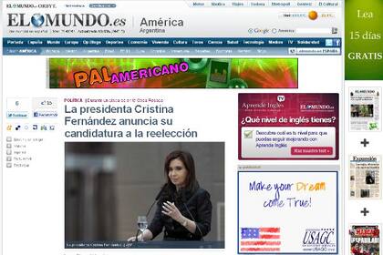 El diario El Mundo, de España refleja la nueva postulación de Cristina Kirchner