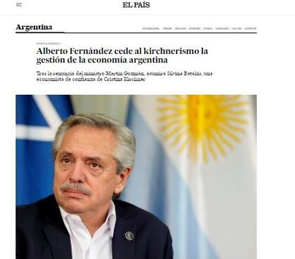 El diario El País se refirió a la renuncia de Guzmán y la asunción de Batakis