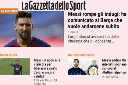 El diario italiano La Gazzetta anuncia la salida de Messi y especula con la llegada a Inter