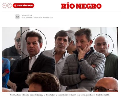 El diario Río Negro fotografió a Fred Machado durante la presentación del libro de José Luis Espert en Viedma