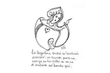 Uno de los dibujos del Nostradamus argentino, que auguraba la llegada del "hombre gris"