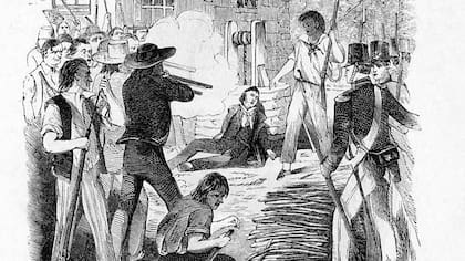 El dibujo ilustra el asesinato de Joseph Smith