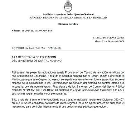 El dictamen de la Procuración del Tesoro