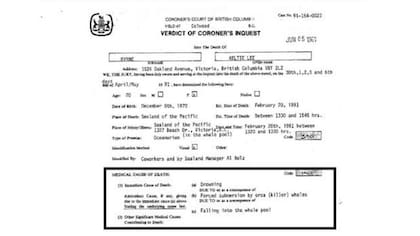 El dictamen forense de Keltie Byrne (Crédito: El Comercio/Corte Británica de Columbia)