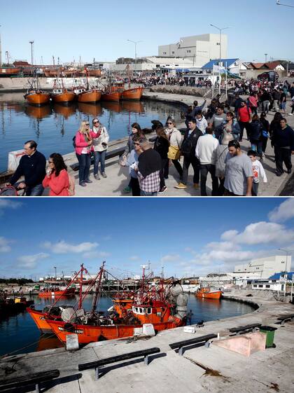 El sol de las Pascuas en 2019 llevó a miles de turistas al puerto marplatense; una postal diametralmente opuesta se observó hoy