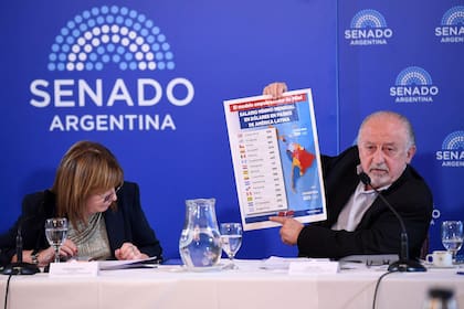 El diputado peronista y dirigente de la CTA Hugo Yasky junto a Patricia Bullrich en el Senado