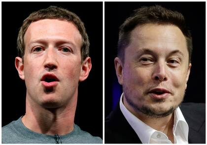El director general de Facebook, Mark Zuckerberg y el CEO de X, Elon Musk. (AP Foto/Manu Fernandez, Stephan Savoia, Archivo)