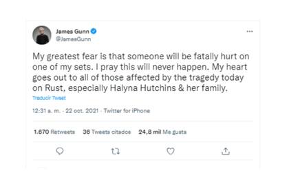 El director James Gunn aseguró que reza para que nunca le suceda esto en un set