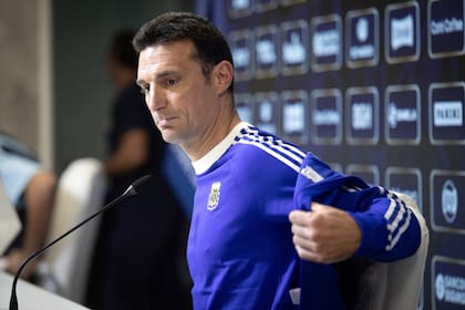 El director técnico Lionel Scaloni, en la conferencia de prensa del jueves
