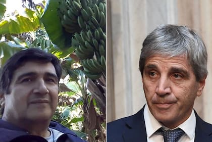 El dirigente de FAA, Pánfilo Ayala y; el ministro de Economía, Luis Caputo, de quien, dice, depende la ayuda extraordinaria para los pequeños productores de banana