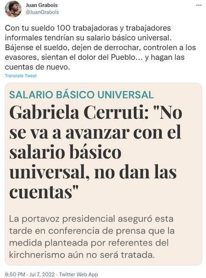 El dirigente de la Unión de Trabajadores de la Economía Popular (UTEP) fue filoso contra las declaraciones de la portavoz oficial